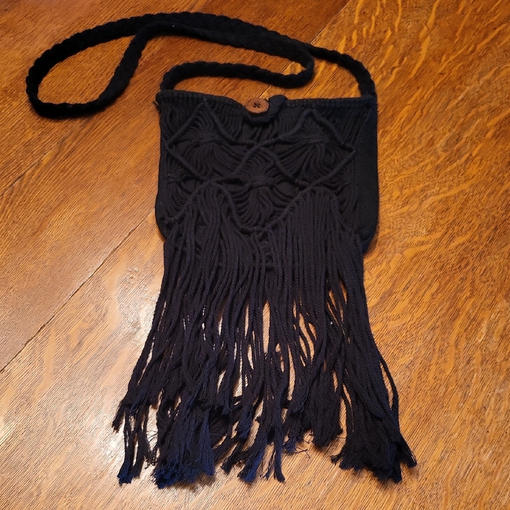 Billabong Black Fringe Crossbody Bag